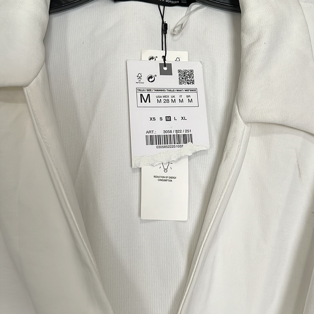 Zara NWT Bloggers Favorite White Short Wrap Dress Size Medium - Picture 7 of 12